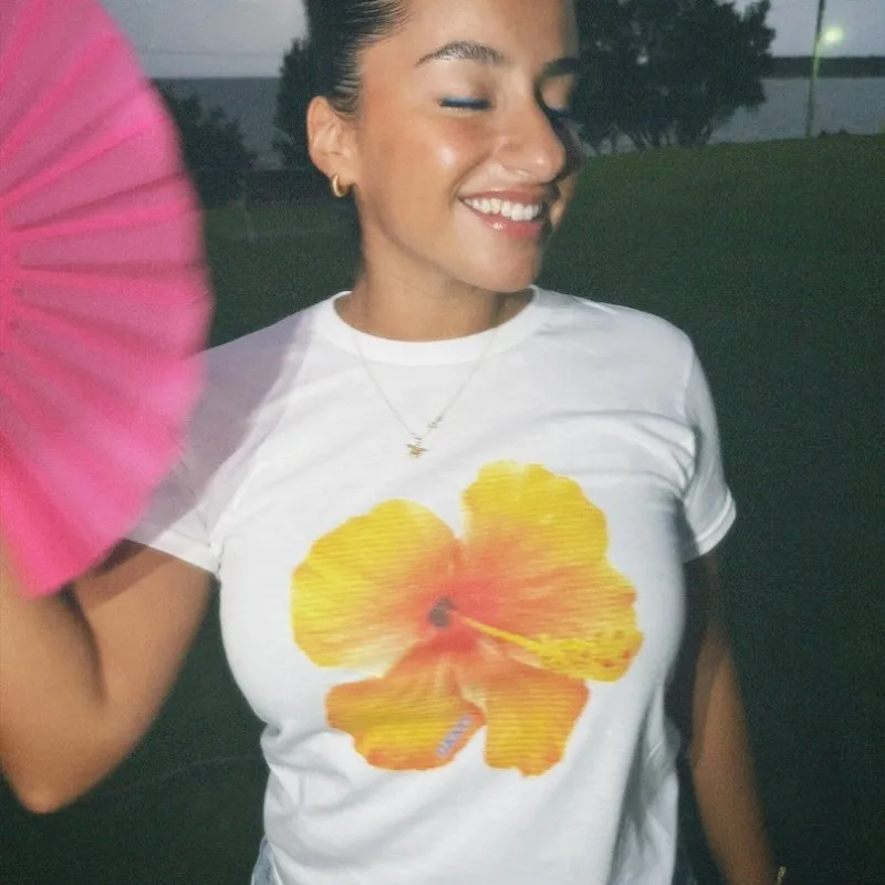 Flower Pattern Round Neck Baby T-shirt - Image 3