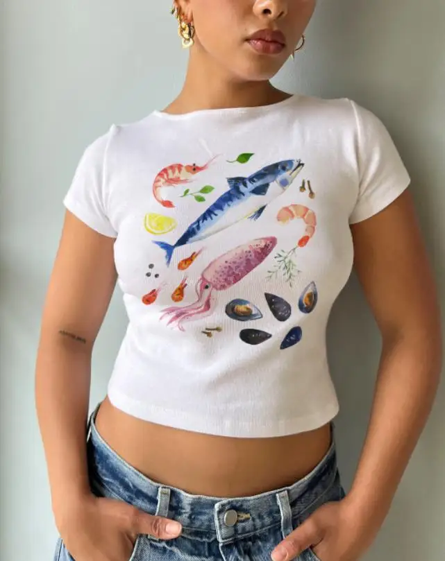 Fruit Print Slim Fit Crew T-shirt - Image 5