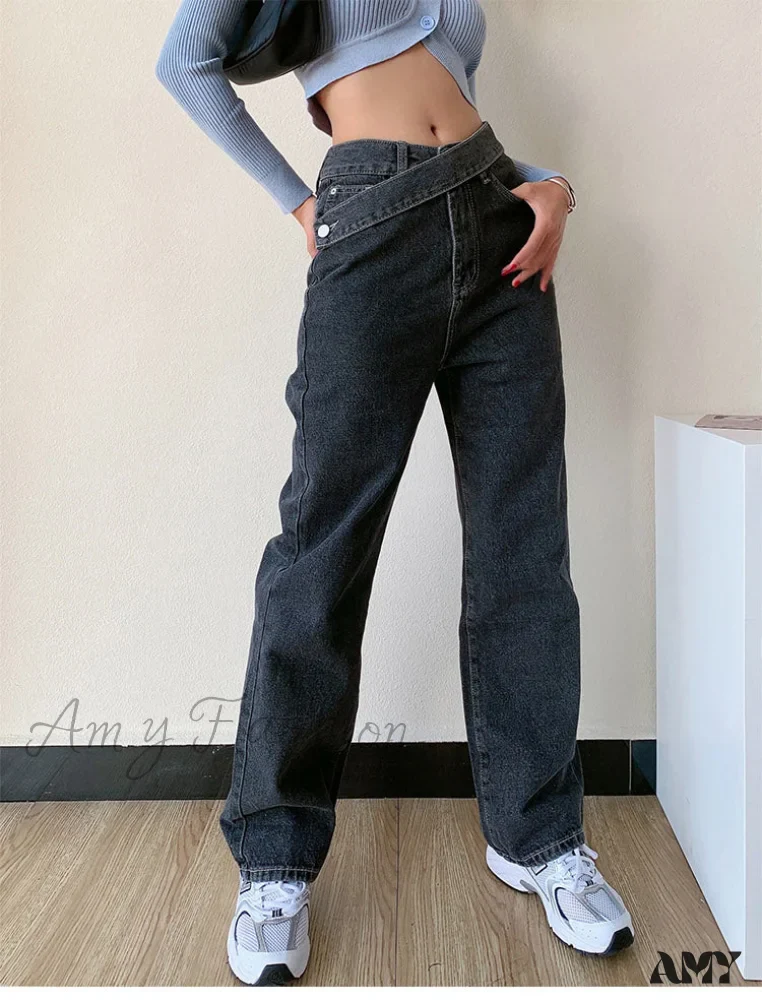Amy Fashion - Femmale Black Blue Jeans - Image 5