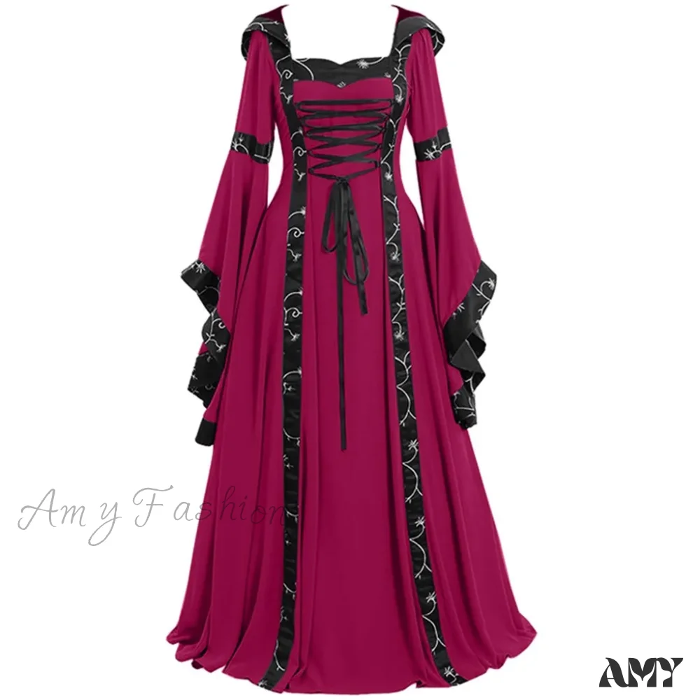 Gothic Halloween Medieval Court Vampire Cosplay Vintage Palace Long Sleeve Elegant Dress - Image 5