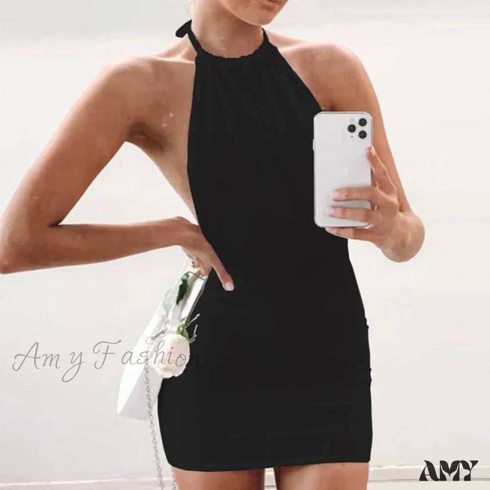 Amy Fashion - Sexy Skinny Hollow Out Backless Mini Dresses - Image 3