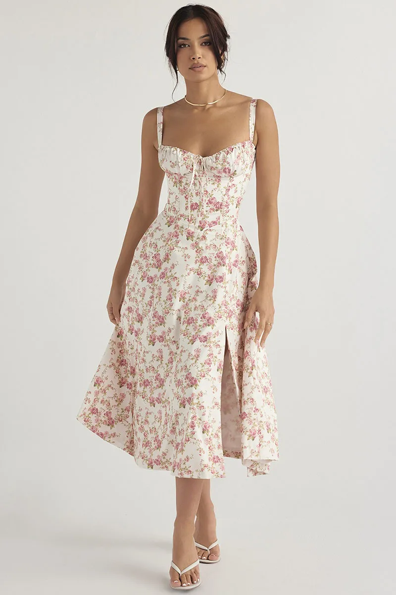 Halter Solid High-End Floral Dress - Image 2