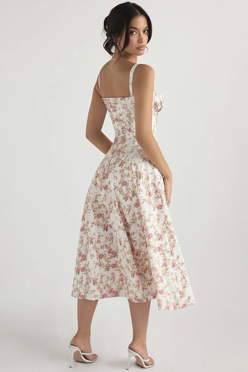 Halter Solid High-End Floral Dress - Image 5