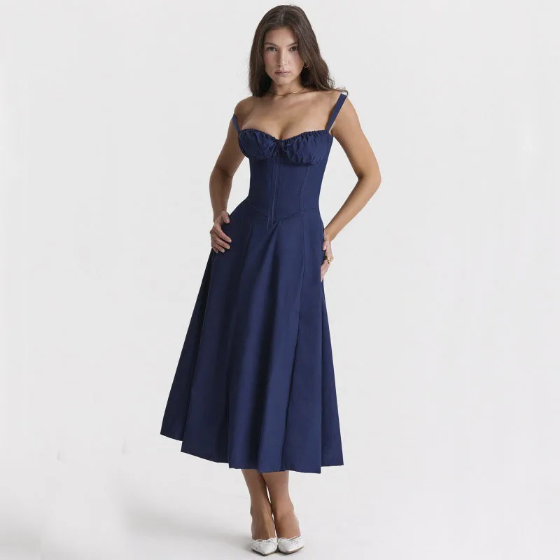 Halter Solid High-End Floral Dress - Image 7