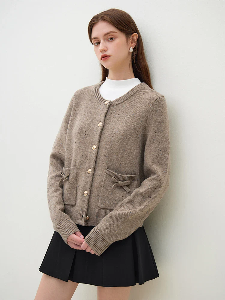 Handmade Bow Full Sleeve Knit Cardigan