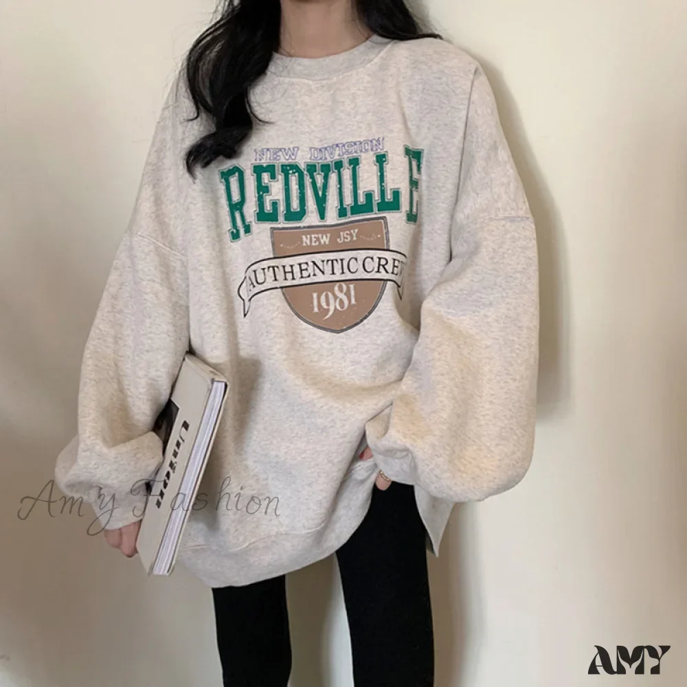 Amy Fashion - Crewneck Fashion Oversize Hoody Pullover