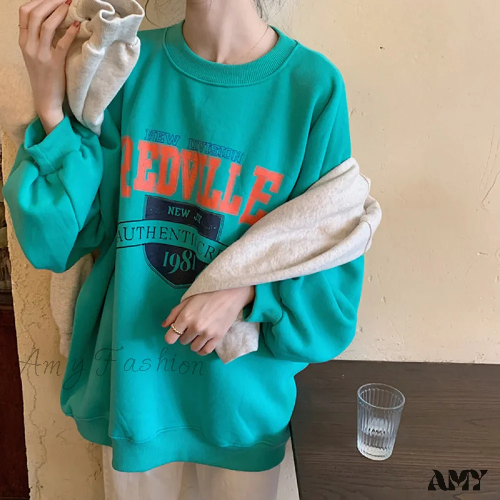 Amy Fashion - Crewneck Fashion Oversize Hoody Pullover - Image 5