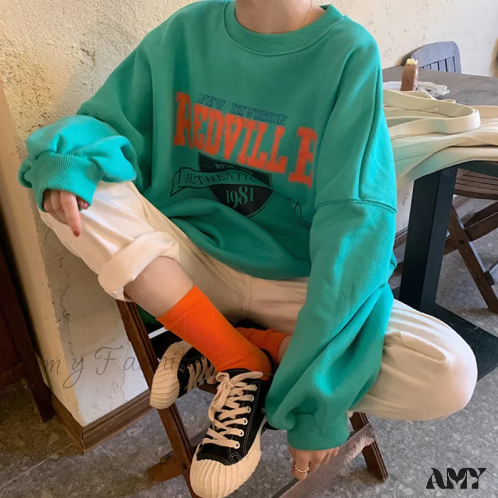 Amy Fashion - Crewneck Fashion Oversize Hoody Pullover - Image 6