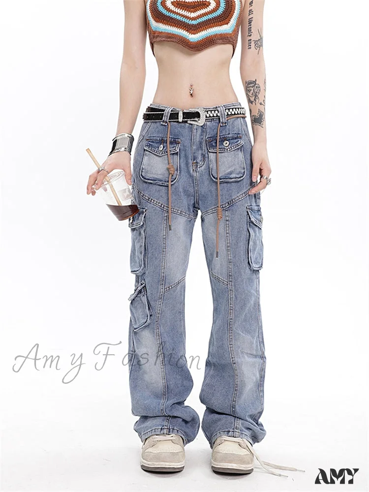 Amy Fashion - Vintage Light Blue Cargo Jeans - Image 4