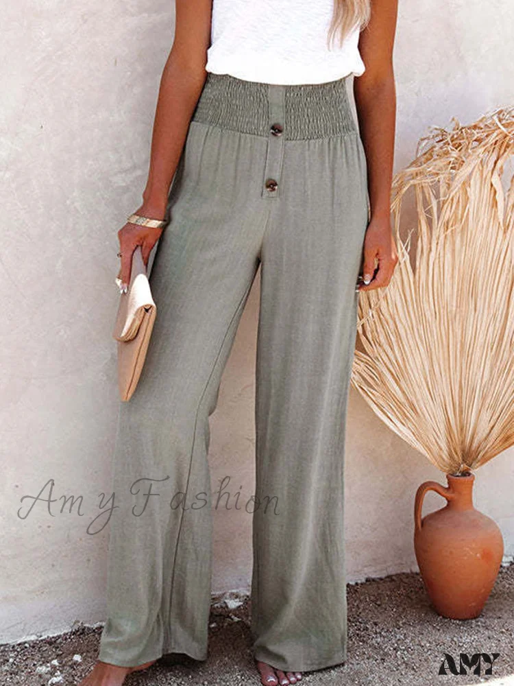 Amy Fashion - Harajuku Solid Color Ruffle Buttoned Pants - Image 5