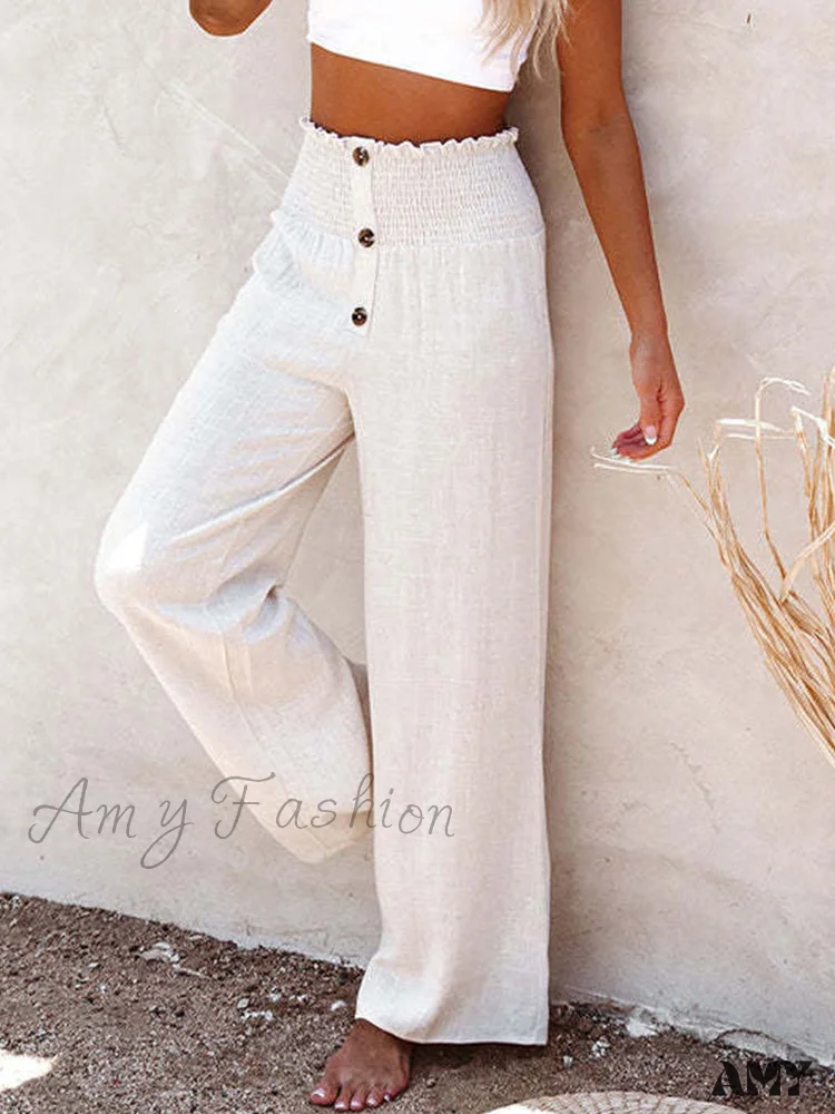 Amy Fashion - Harajuku Solid Color Ruffle Buttoned Pants - Image 7