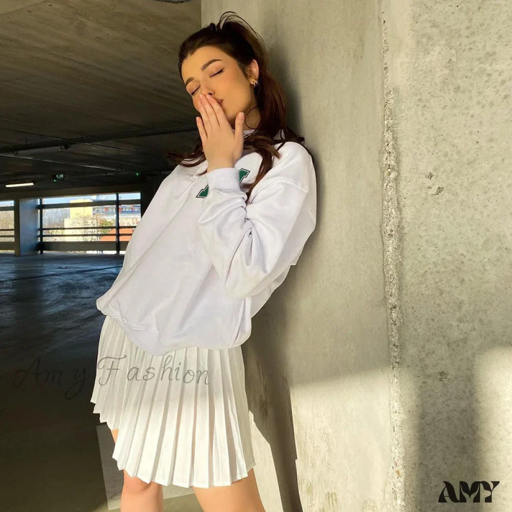Amy Fashion - White Loose Letter Print T-shirt - Image 2