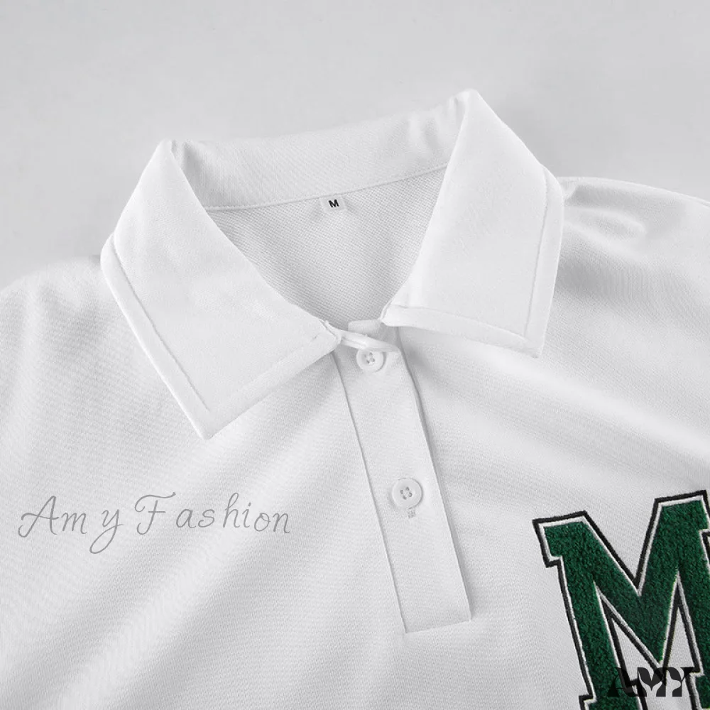 Amy Fashion - White Loose Letter Print T-shirt - Image 3