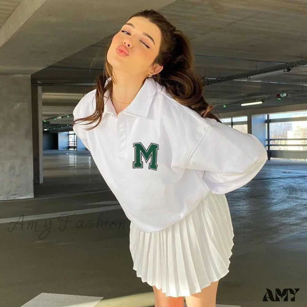 Amy Fashion - White Loose Letter Print T-shirt - Image 4