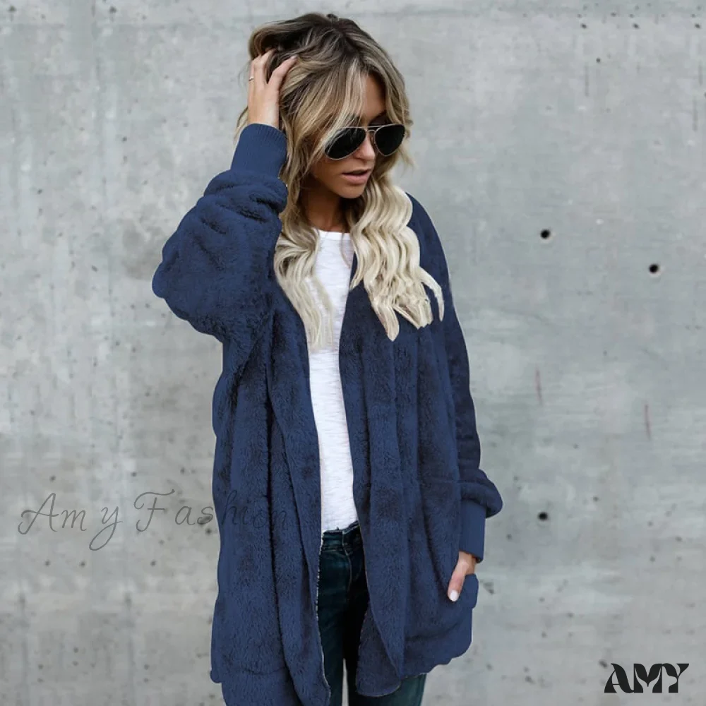 Amy Fashion - Harajuku Women Loose Long Cardigan Ladies Warm Coat Outwear - Image 4