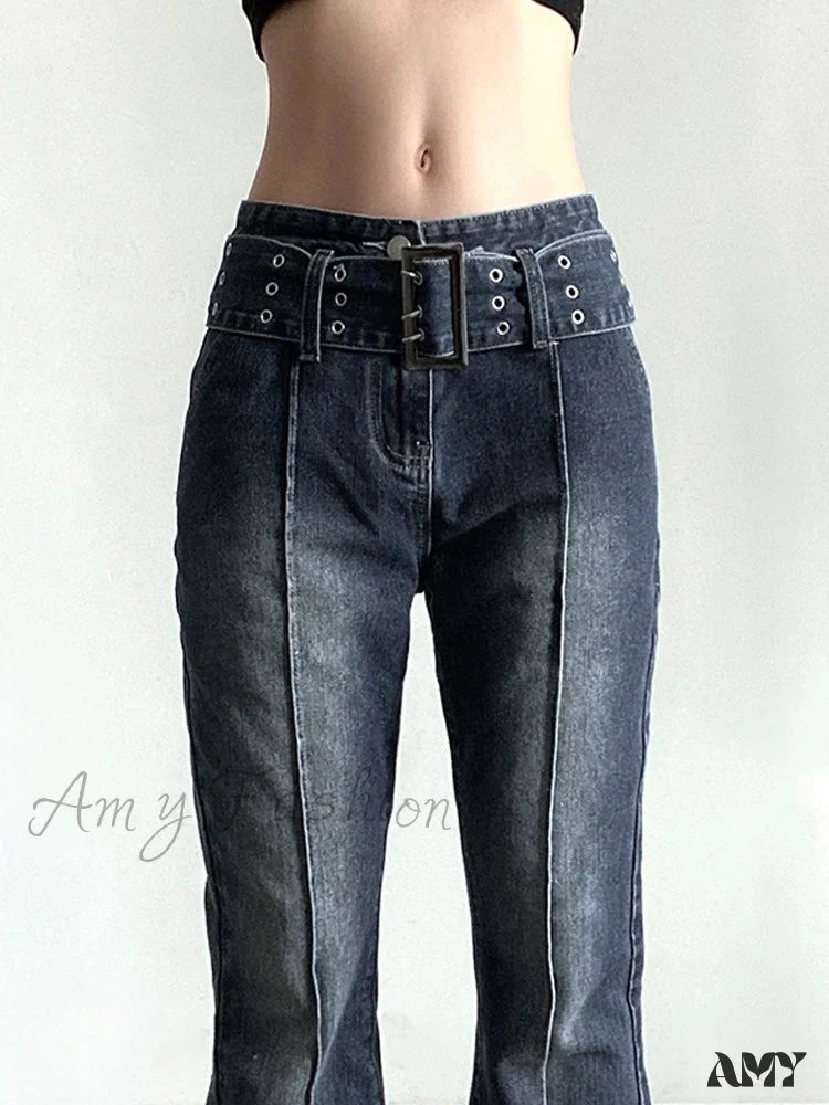 Amy Fashion - Brown Vintage Flared Hight Waist Jeans - Image 2