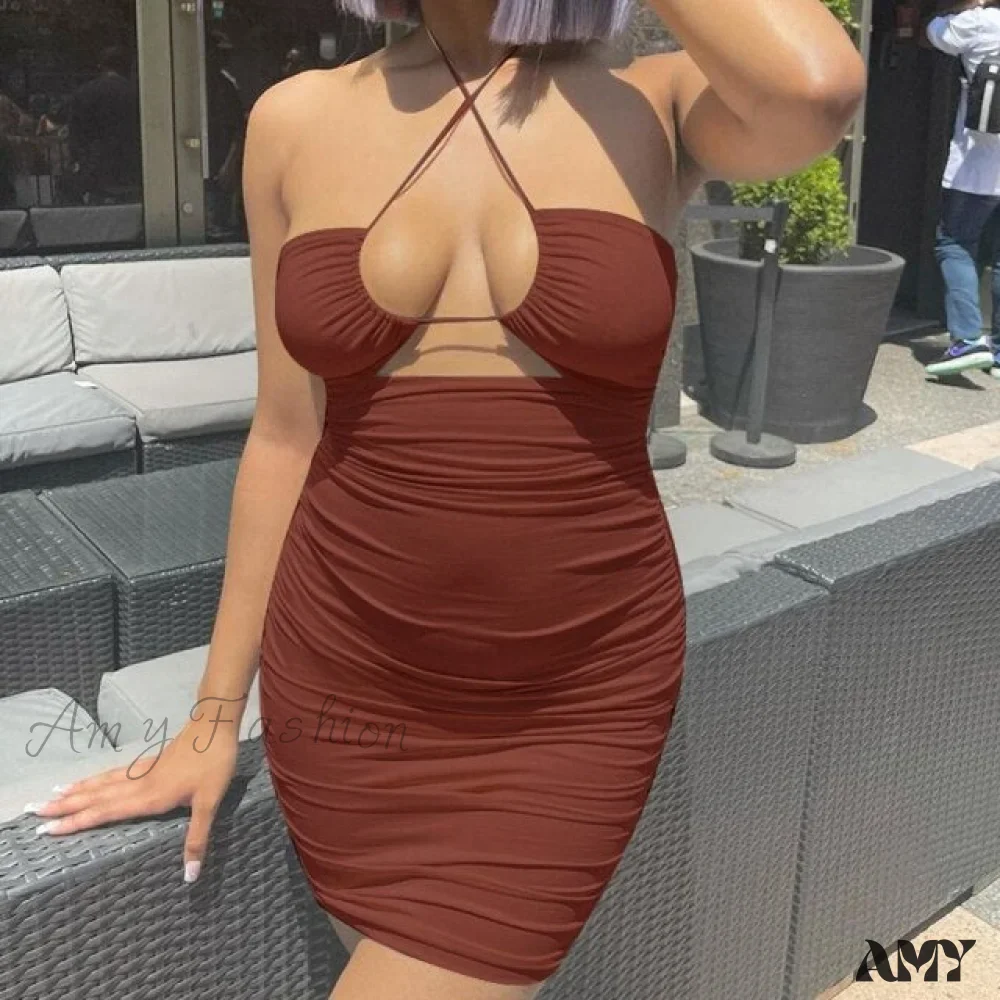 Amy Fashion - High Draped Slim Bandage Bodycon Mini Dress - Image 10