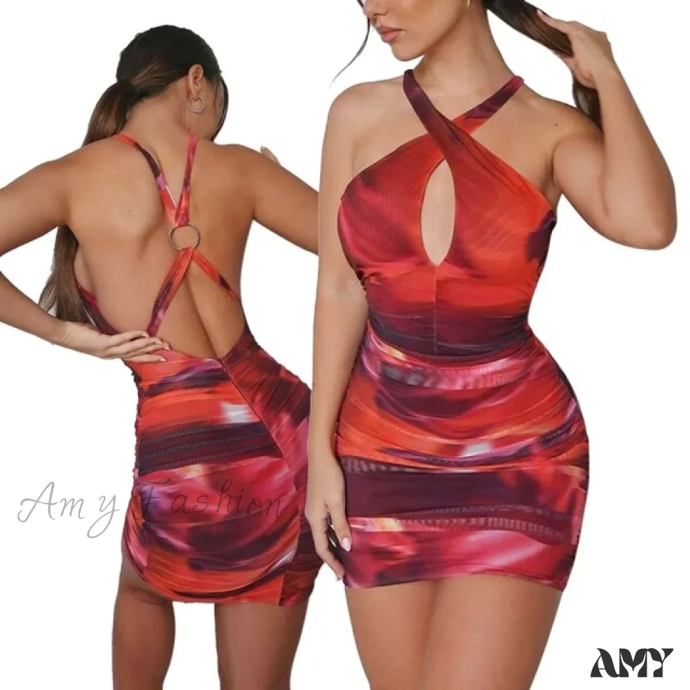 Amy Fashion - High Draped Slim Bandage Bodycon Mini Dress - Image 3