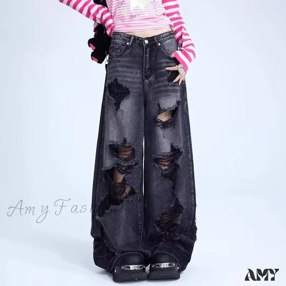 Amy Fashion - High-end Floor Length Trendy Brand Fashion Jean