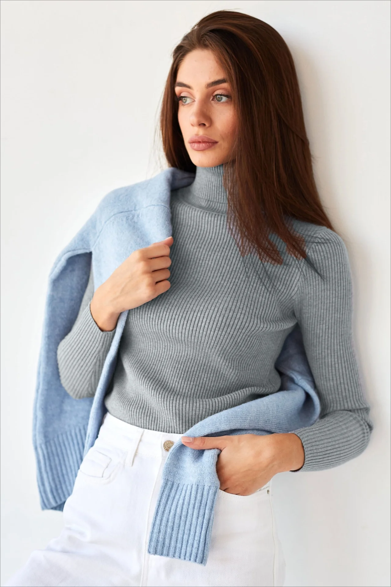 High Neck Pullover Slouchy Knit Sweater - Image 16