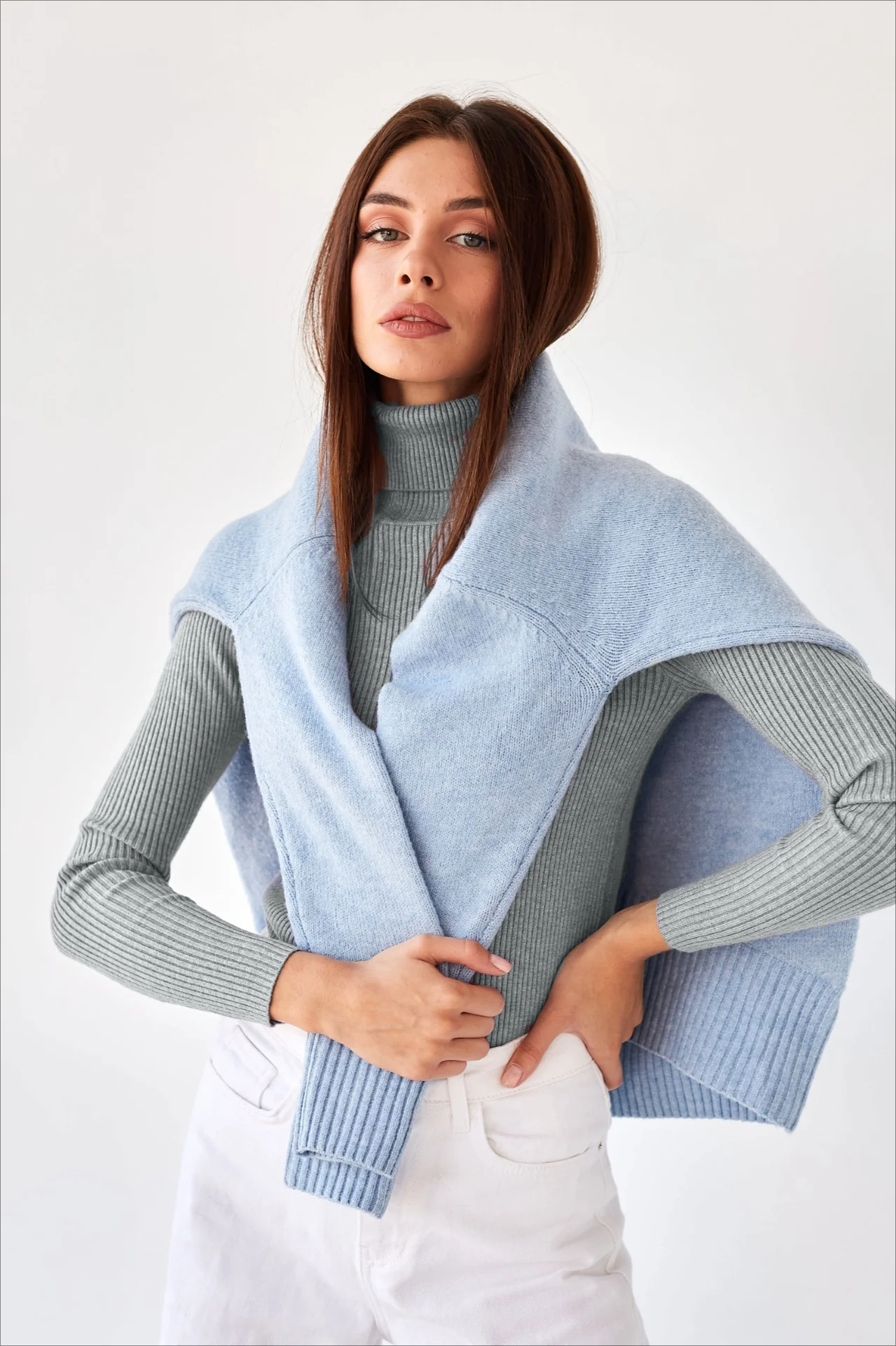 High Neck Pullover Slouchy Knit Sweater - Image 18