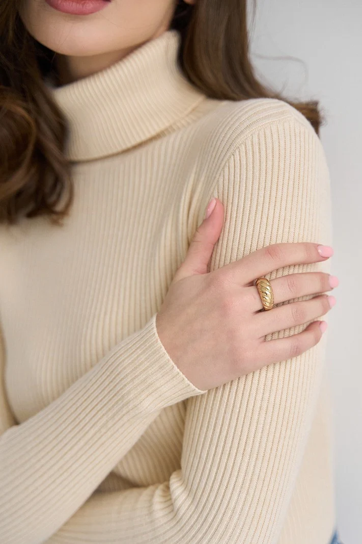 High Neck Pullover Slouchy Knit Sweater - Image 3
