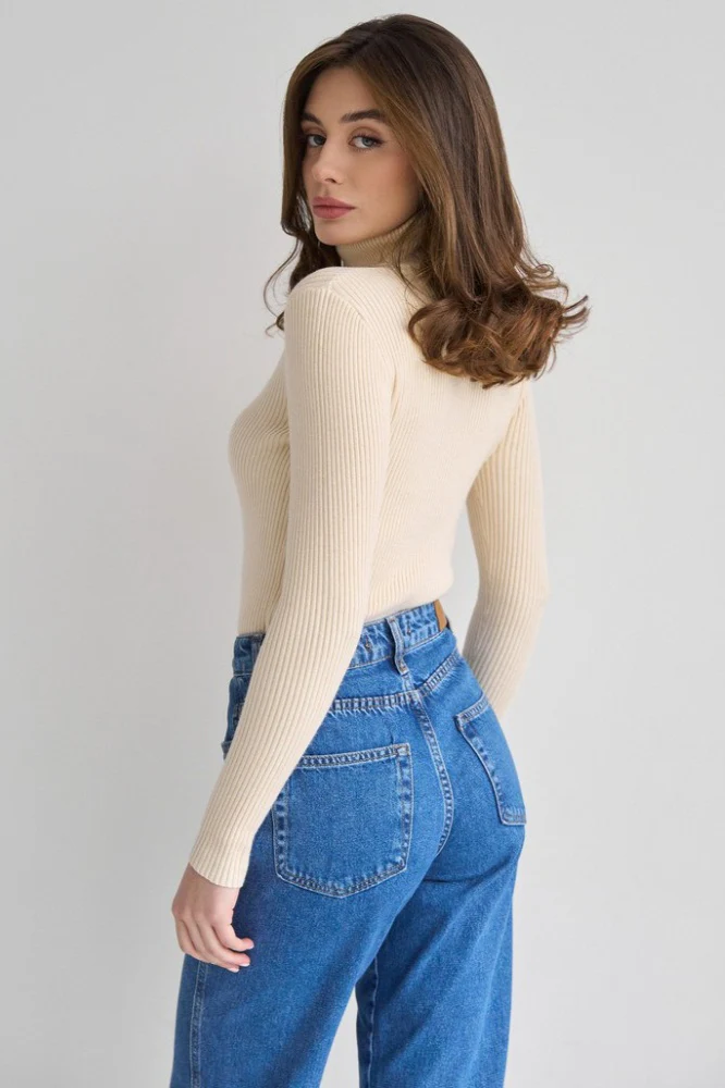 High Neck Pullover Slouchy Knit Sweater - Image 4