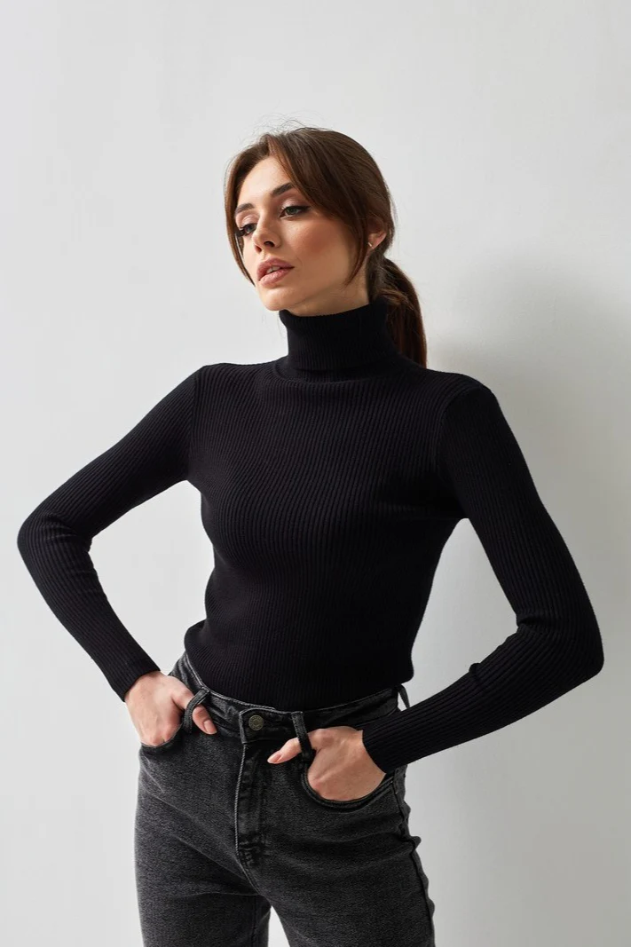 High Neck Pullover Slouchy Knit Sweater - Image 8