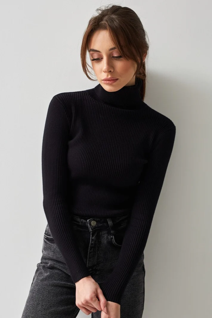 High Neck Pullover Slouchy Knit Sweater - Image 9