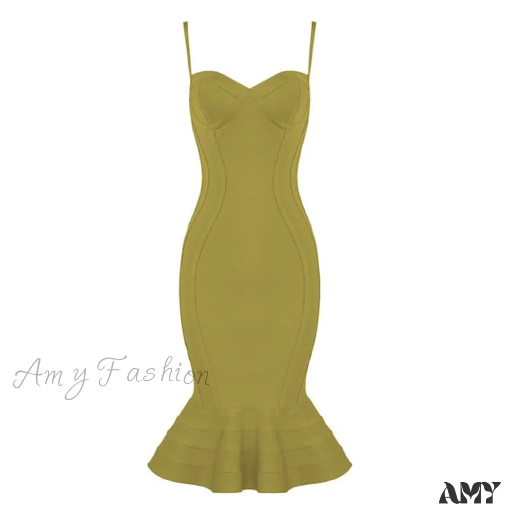 Amy Fashion - Pink Yellow Knee Length Rayon Bandage Midi Dress - Image 2