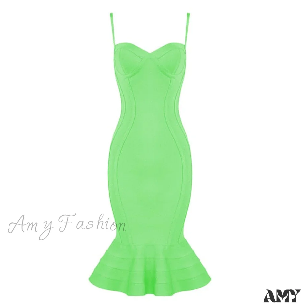 Amy Fashion - Pink Yellow Knee Length Rayon Bandage Midi Dress - Image 6