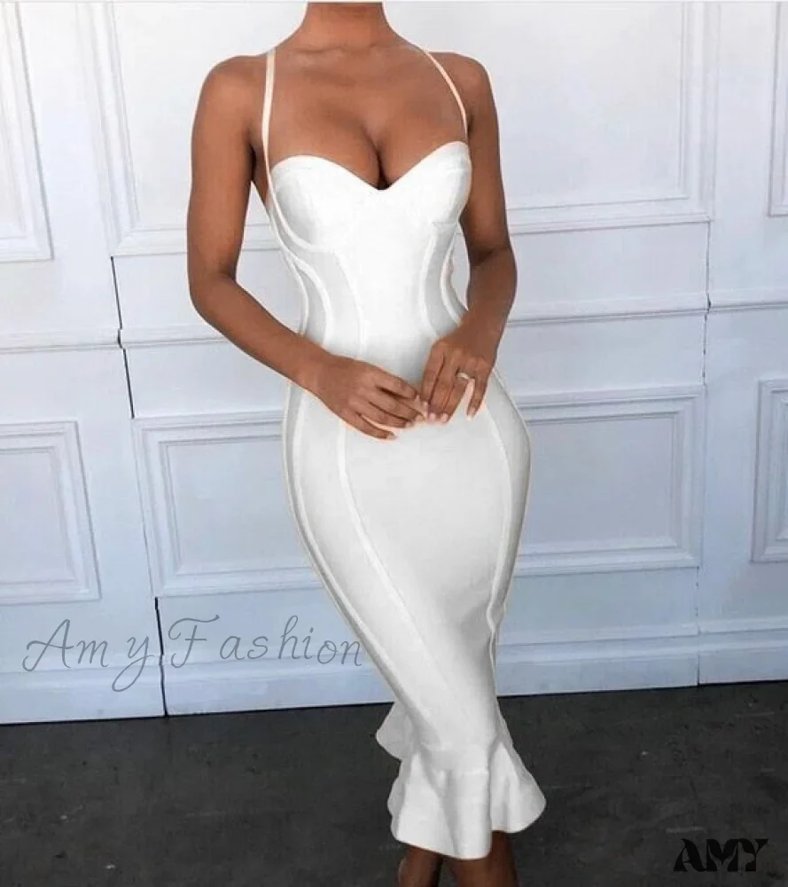 Amy Fashion - Pink Yellow Knee Length Rayon Bandage Midi Dress - Image 8