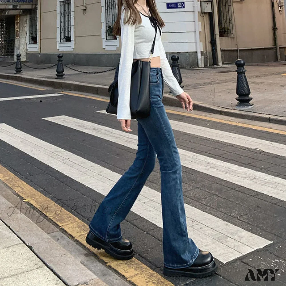Amy Fashion - Elastic Fashion Boyfriend Style Denim Pants - Image 2