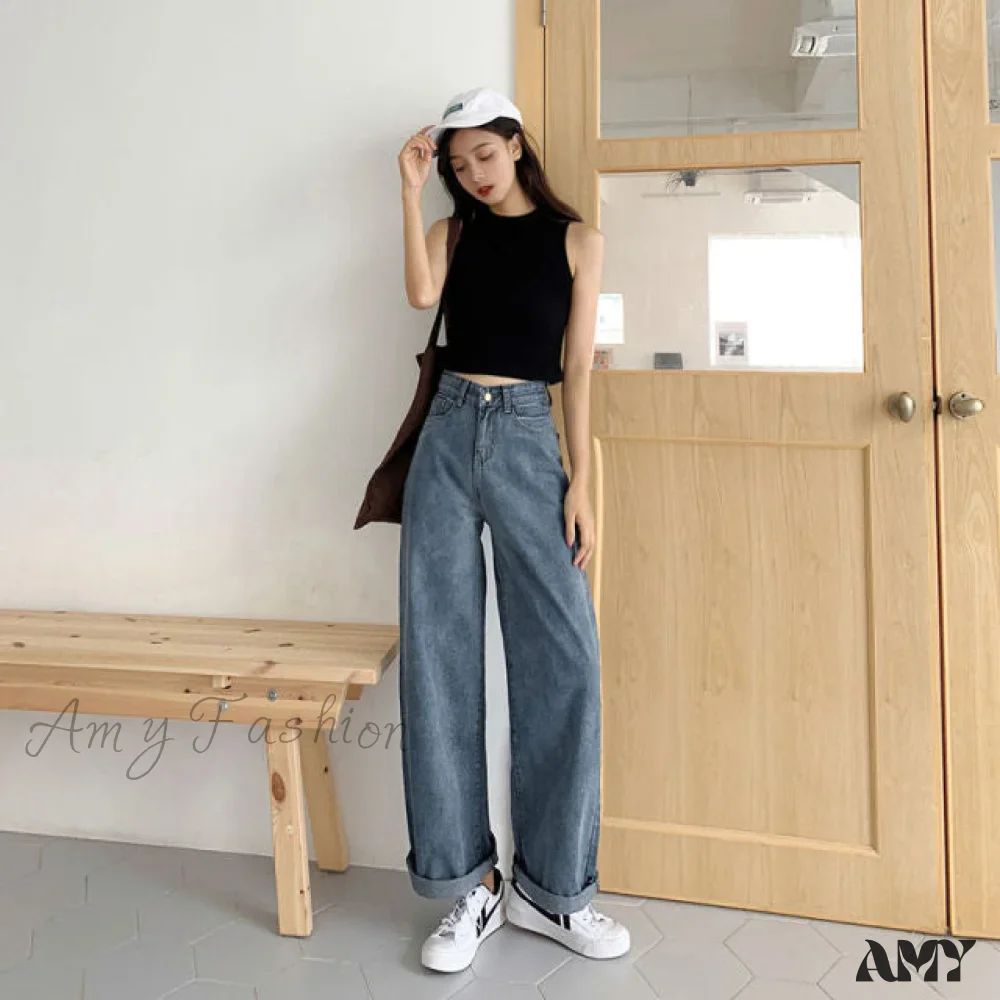 Amy Fashion - Elastic Fashion Boyfriend Style Denim Pants - Image 4