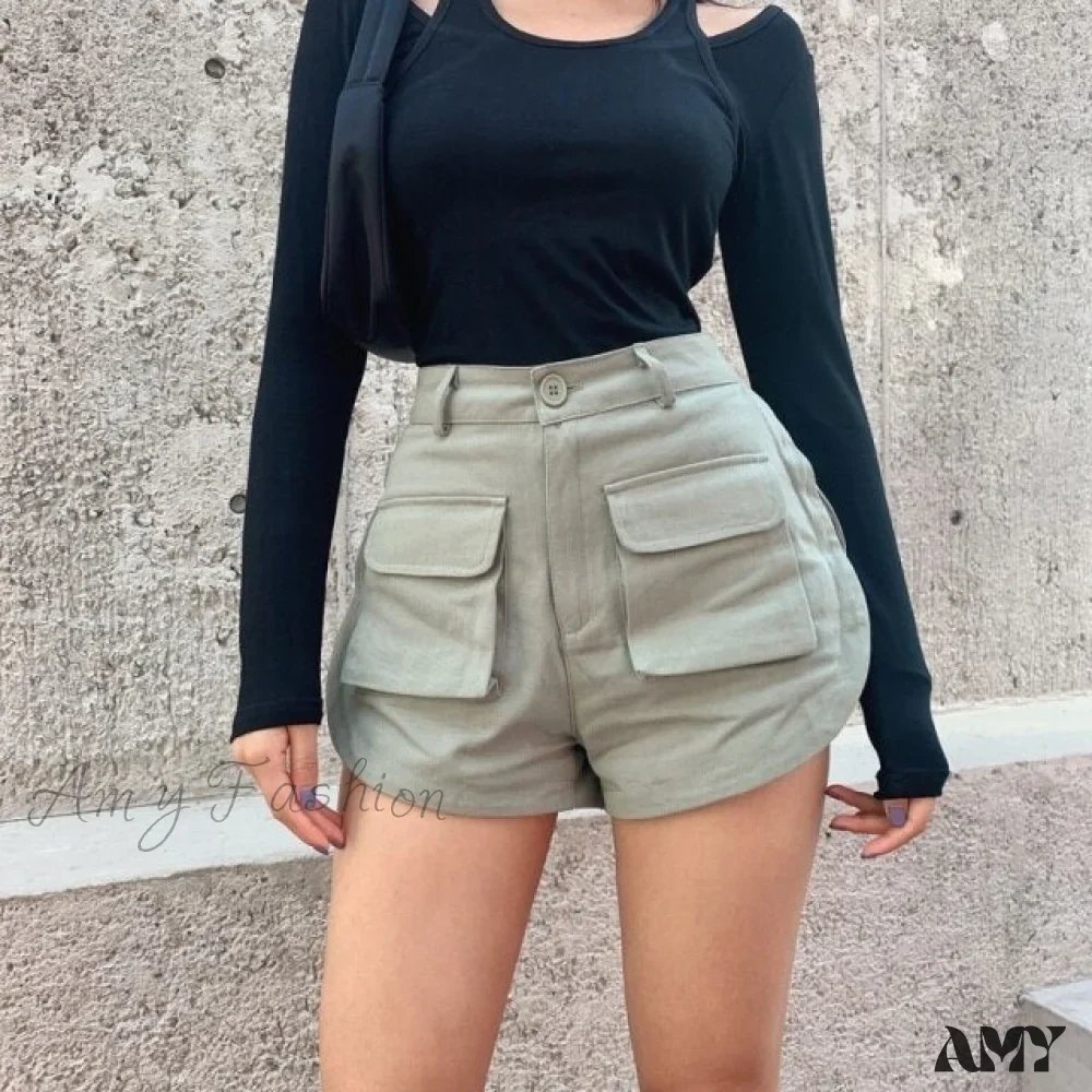 Amy Fashion - High Waist Slim Curved Split Design Short - Image 2