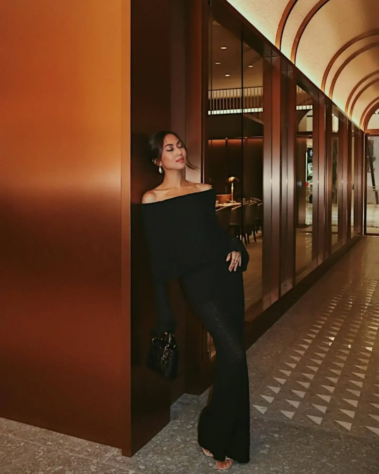 Hollow Knitted Off Shoulder Midi Dress - Image 5
