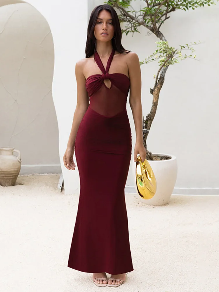 Hollow Mesh See-through Club Bodycon Dress