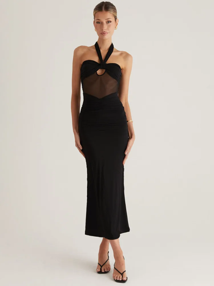 Hollow Mesh See-through Club Bodycon Dress - Image 5