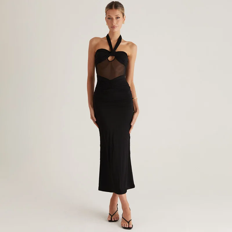 Hollow Mesh See-through Club Bodycon Dress - Image 6