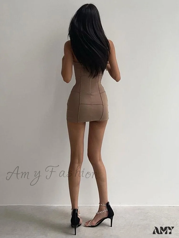 Amy Fashion - Hollow Out Chest Wrapping V Neck Mini Dress - Image 3