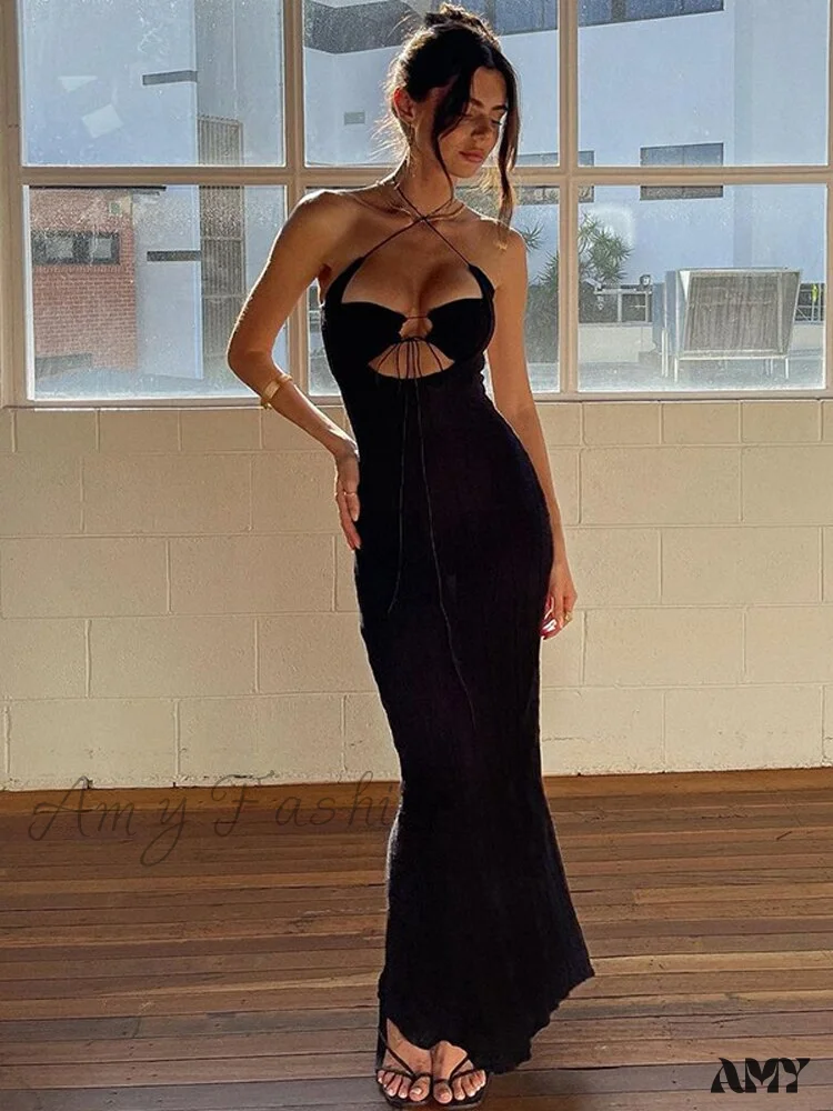 Amy Fashion - Hollow Out Strapless Backless Sexy Long Dress - Image 3