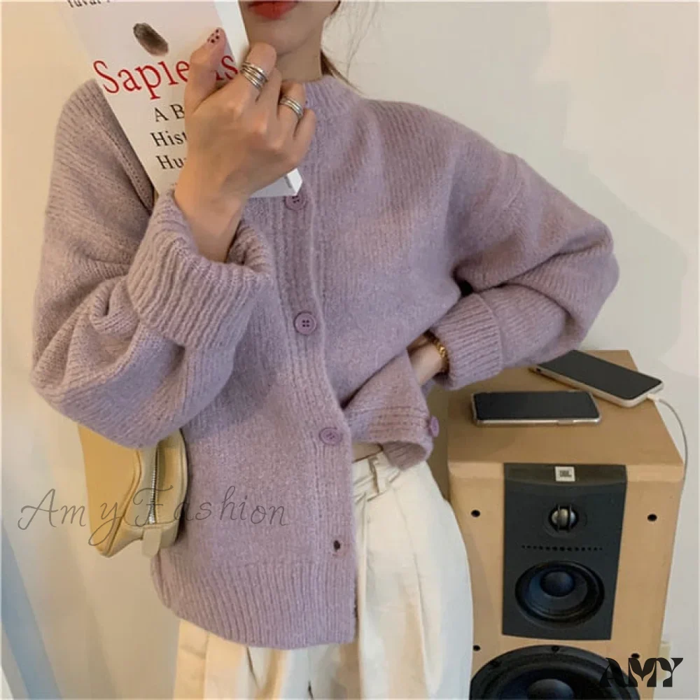 Amy Fashion - Sweaters Cardigans Warm Casual Arrival Solid Knitwear Loose Coat - Image 21