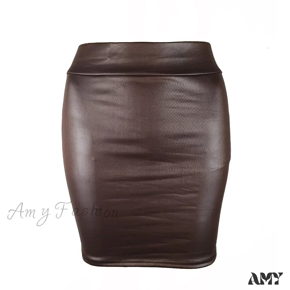 Amy Fashion - Fashion Oversized High Waist Pu leather Skirts - Image 3