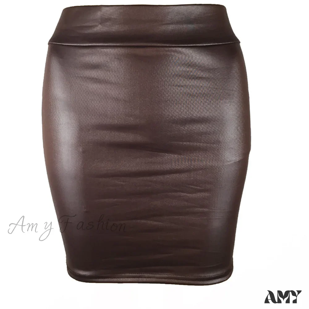 Amy Fashion - Fashion Oversized High Waist Pu leather Skirts - Image 8