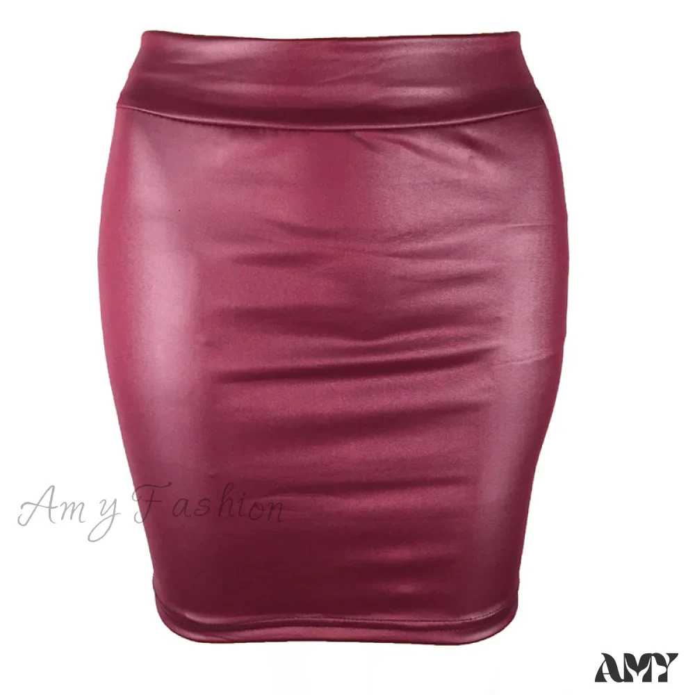Amy Fashion - Fashion Oversized High Waist Pu leather Skirts - Image 9