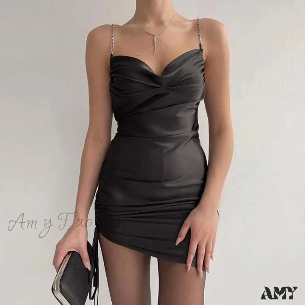 Amy Fashion - Shiny Purple Sexy Pleated Mini Dress - Image 4