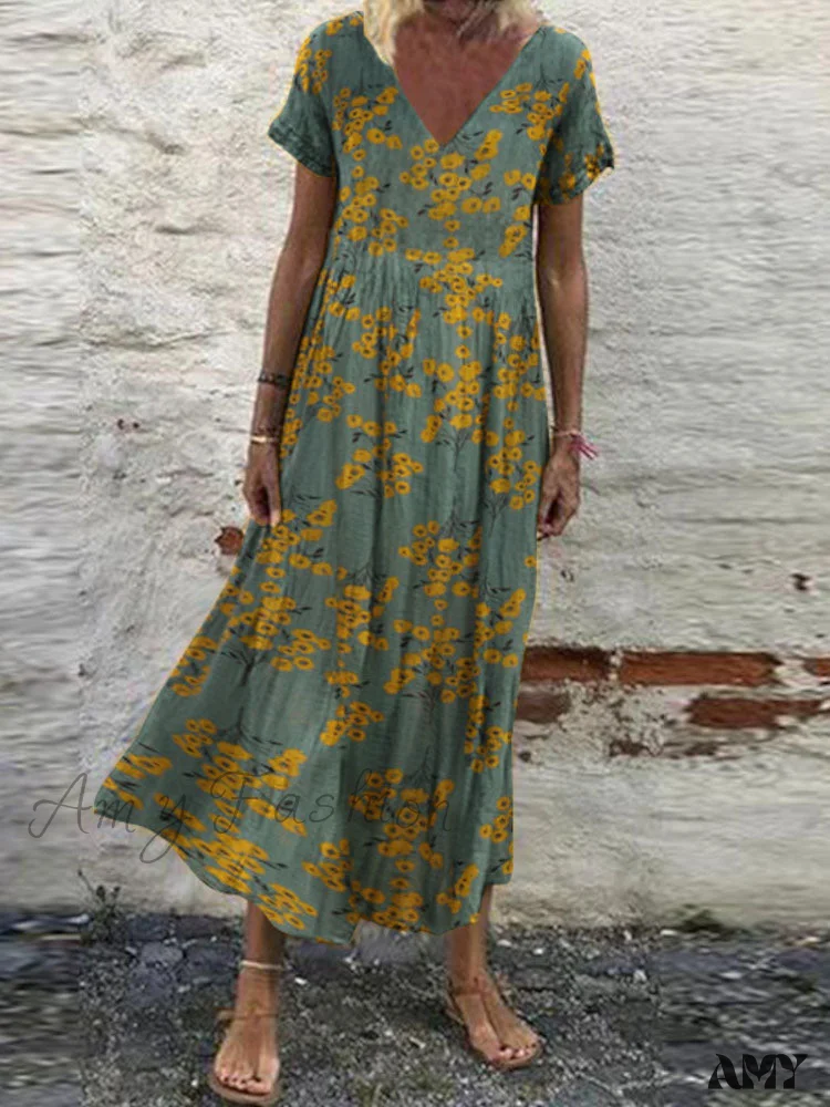 Amy Fashion - Kaftan Printed Summer Dress - Image 4