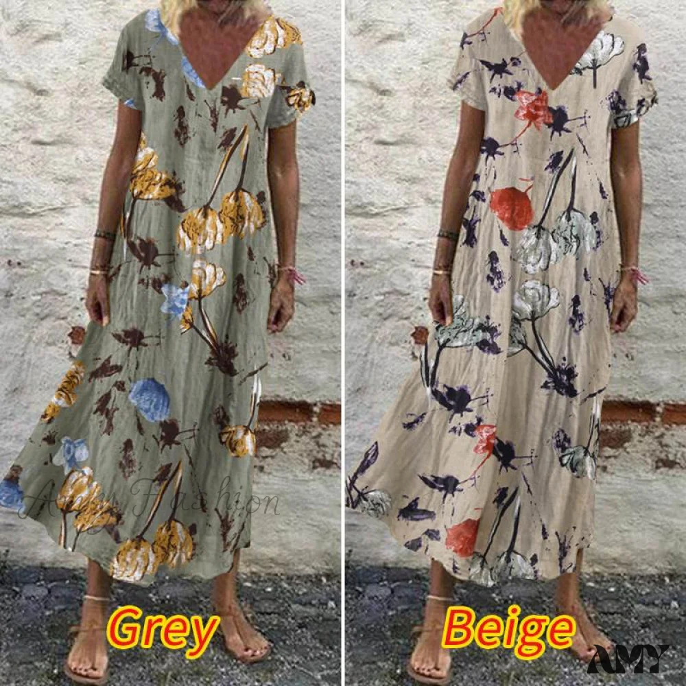 Amy Fashion - Kaftan Printed Summer Dress - Image 7