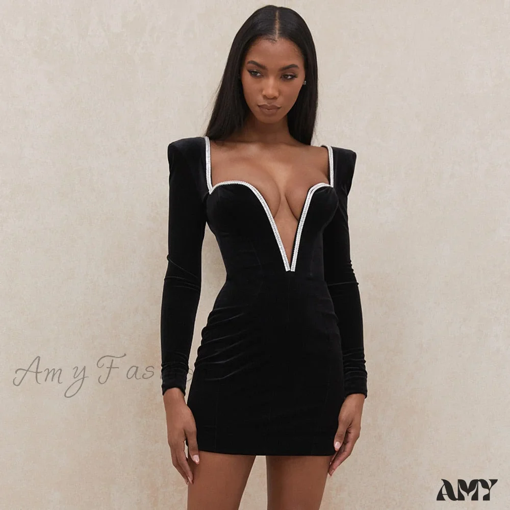 Amy Fashion - Deep V-Neck Sexy Mini Party Dresses - Image 2