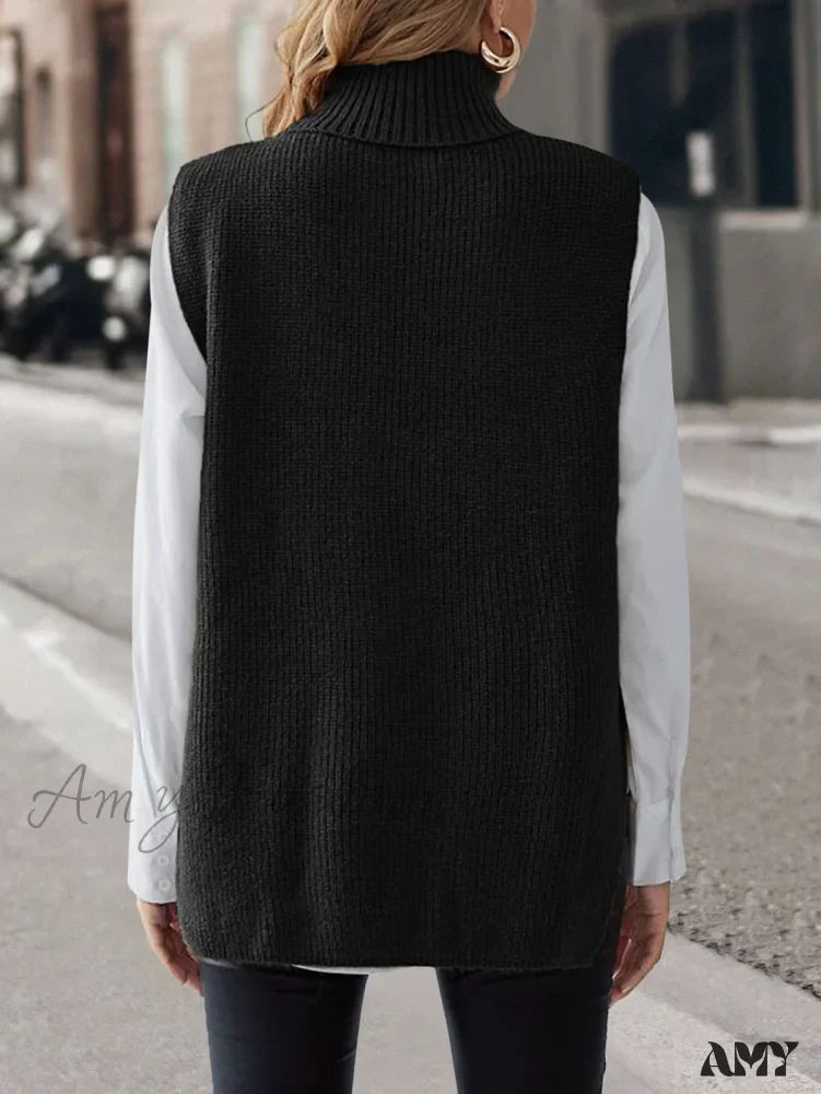 Knitted Vest New Fashion Winter Autumn Loose Fit Sleeveless Sweater - Image 3